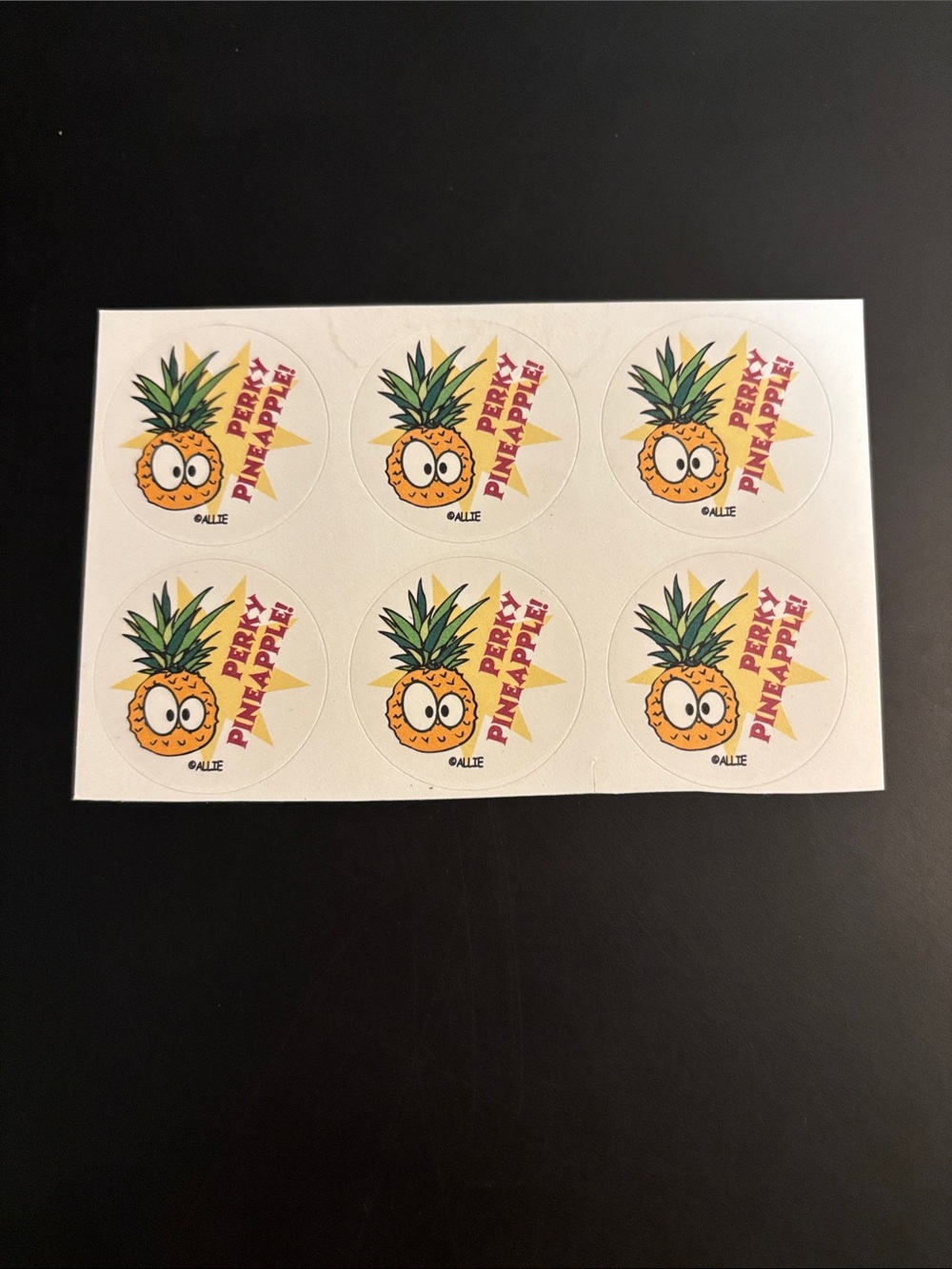 Vintage 80’s Happy Allie Perky Pineapple Scratch & Sniff Stickers Sheet